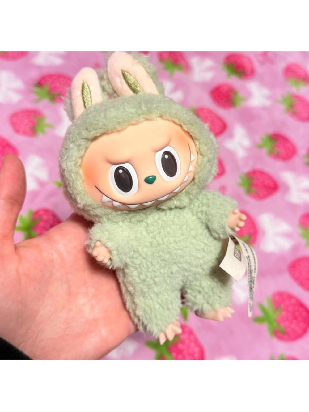 Pop Mart Labubu Exciting Macaron Green Grape Plush Keychain Like New Kawaii